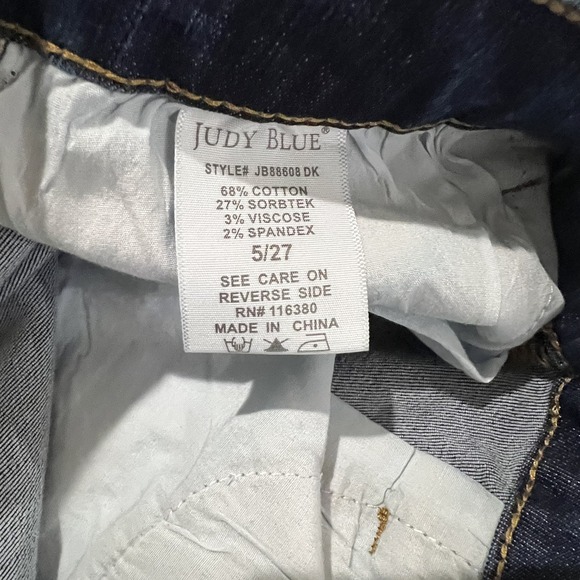 Judy Blue Boyfriend Fit Jeans Women Jr Sz 5/27 Blue Stretch Denim Thrashed 27X29 - Picture 7 of 8
